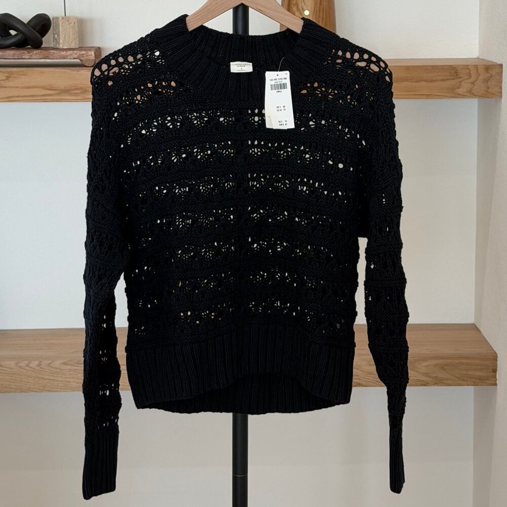 NWT Abercrombie & Fitch Crochet Wedge Sweater - Black - S